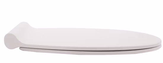 Schlanker Toilettensitz in D-Form aus Kunststoff im neuen Design mit Soft-Close-Scharnier, Sanitärarmatur in U-Form